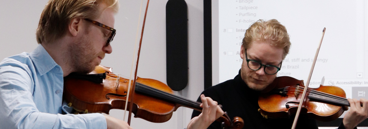 The Marmen Quartet performing for a Plextek staff wellbeing event.